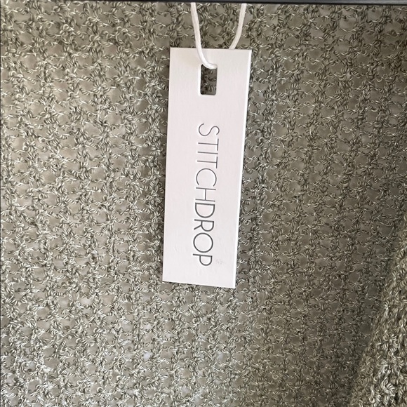 NWT Stitch Drop Long Sleeve Green-Gray Loose Knit Open-Front Sweater M - Picture 3 of 10